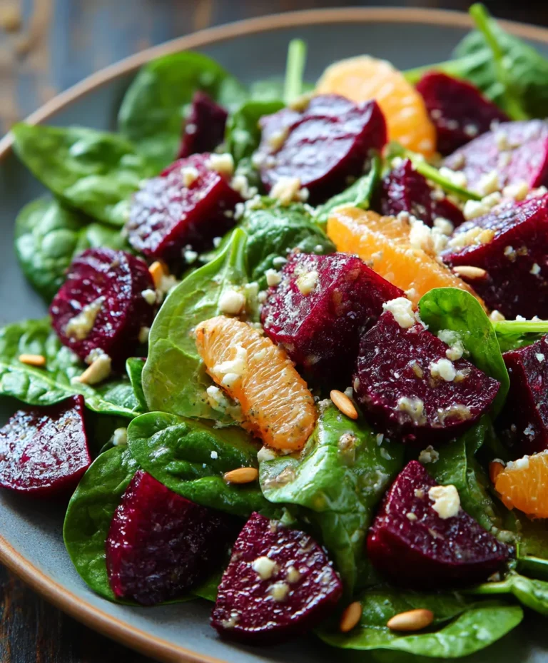 Beet Spinach Salad Honey Mustard Lemon Dressing