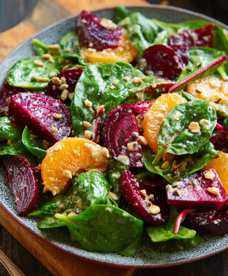 Beet Salad Spinach Honey Mustard Lemon Dressing
