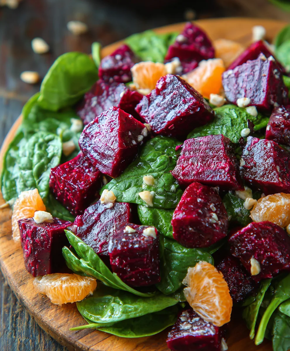 Beet Salad Spinach Honey Mustard Lemon Dressing