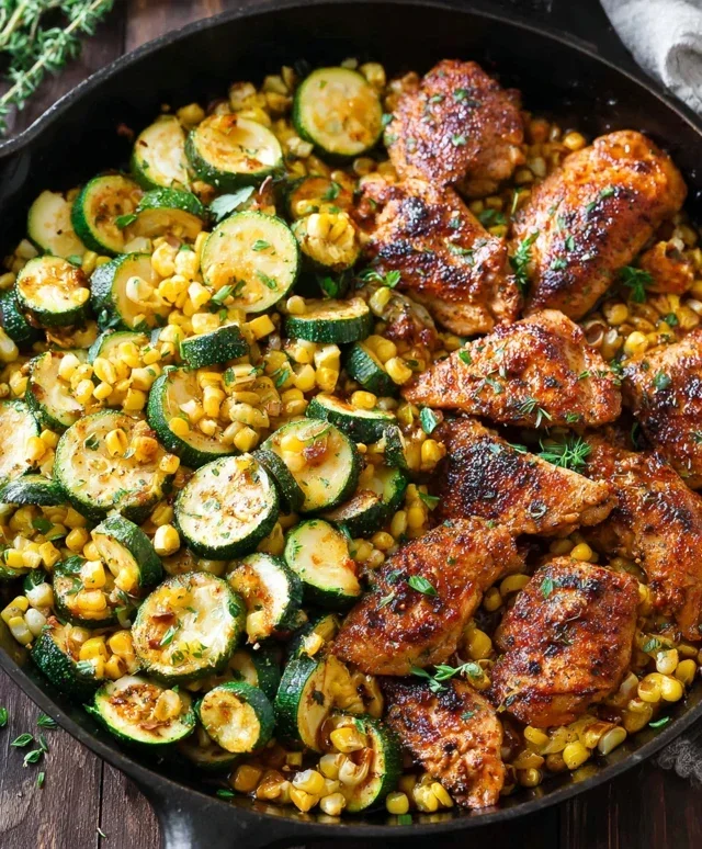 Garlic Butter Chicken with Zucchini and Corn - One-Pan, 30-Minute Meal