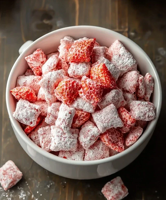 Easy Strawberry Shortcake Puppy Chow