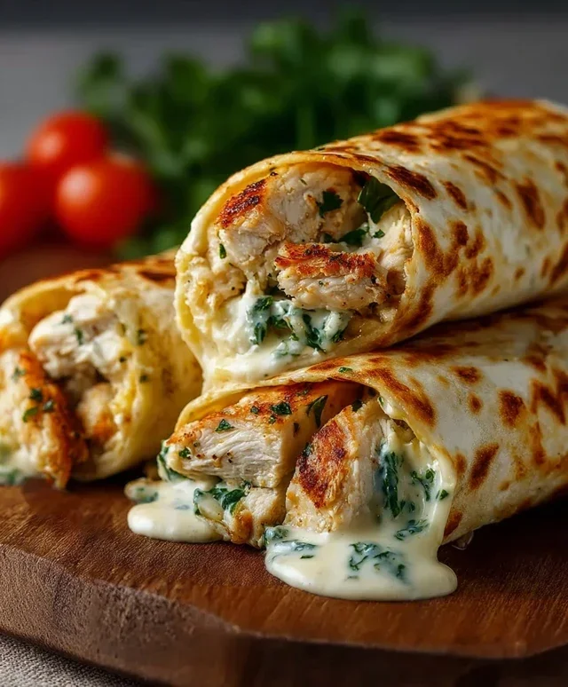 Low Carb Cheesy Garlic Chicken Wraps