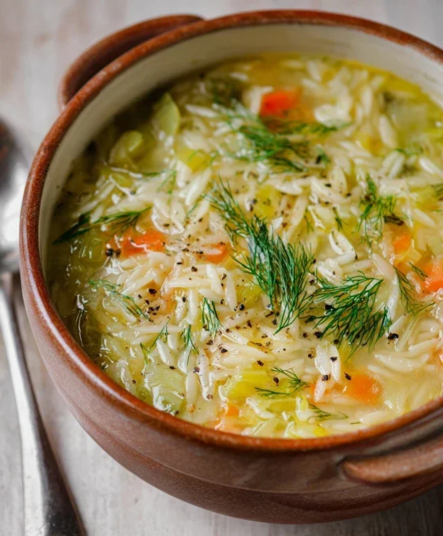 Orzo Leek and Dill Soup