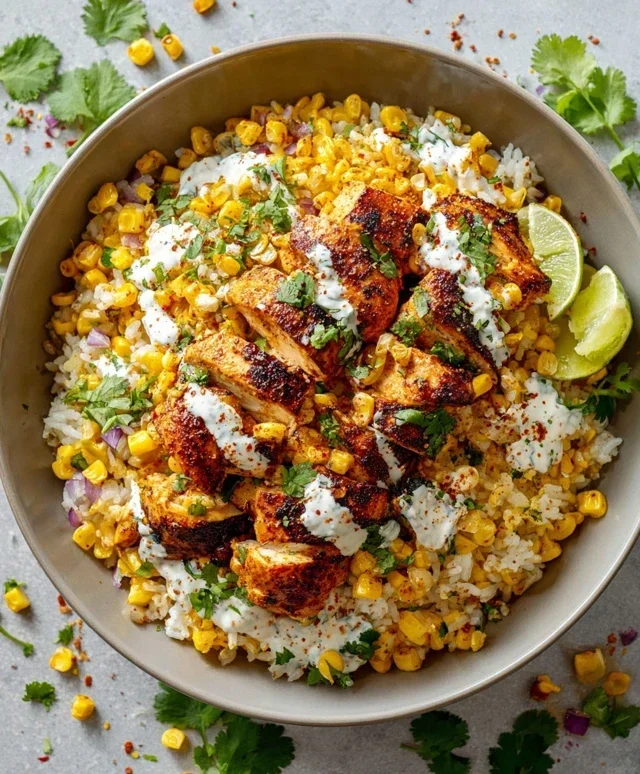 Street Corn Chicken Rice Bowl