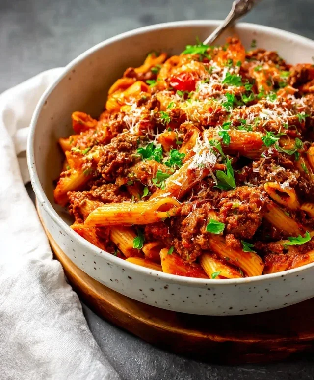 Beef Pasta in Tomato Sauce {Beef Ragu Pasta}