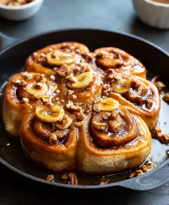 Bananas Foster Cinnamon Rolls