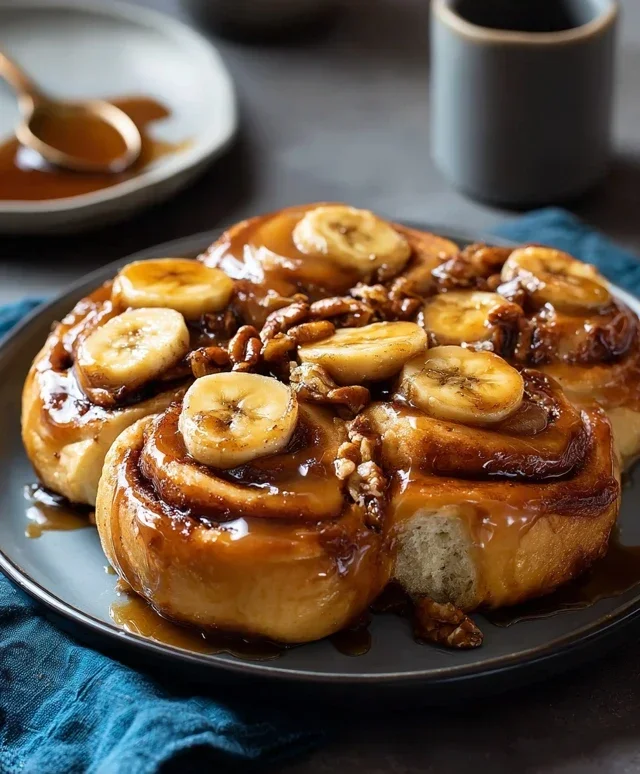 Bananas Foster Cinnamon Rolls