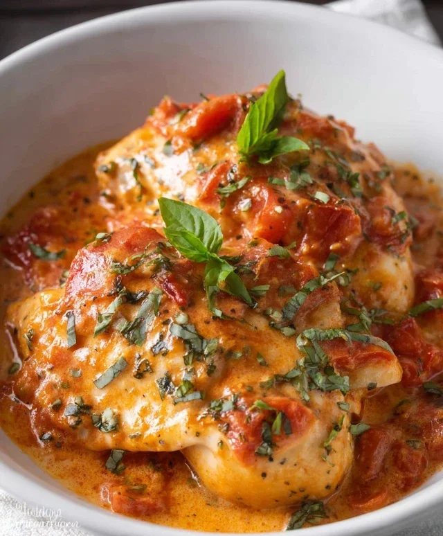 Slow Cooker Creamy Tomato Basil Chicken