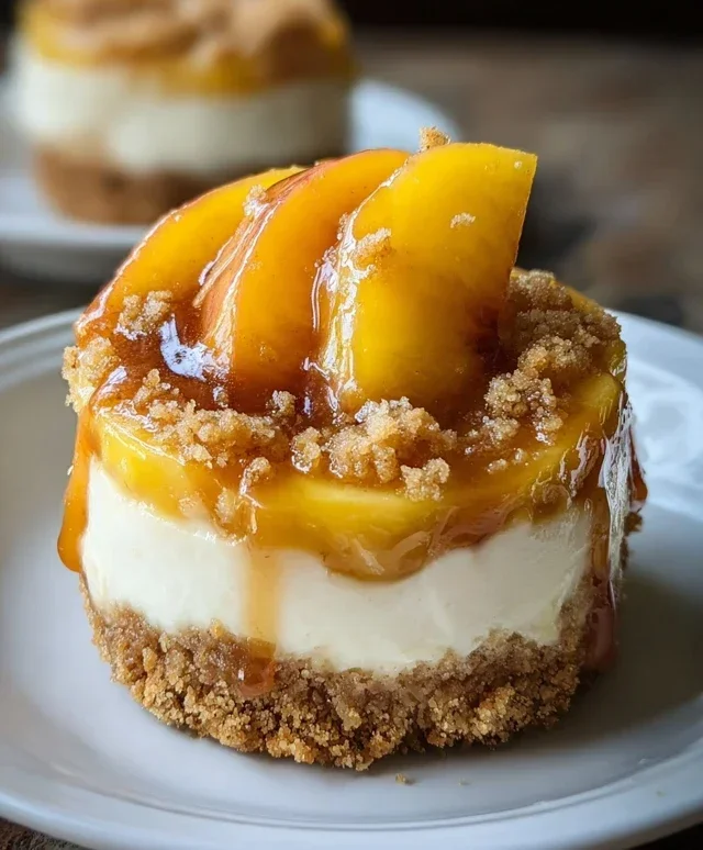 Stuffed Peach Cobbler Mini Cheesecake