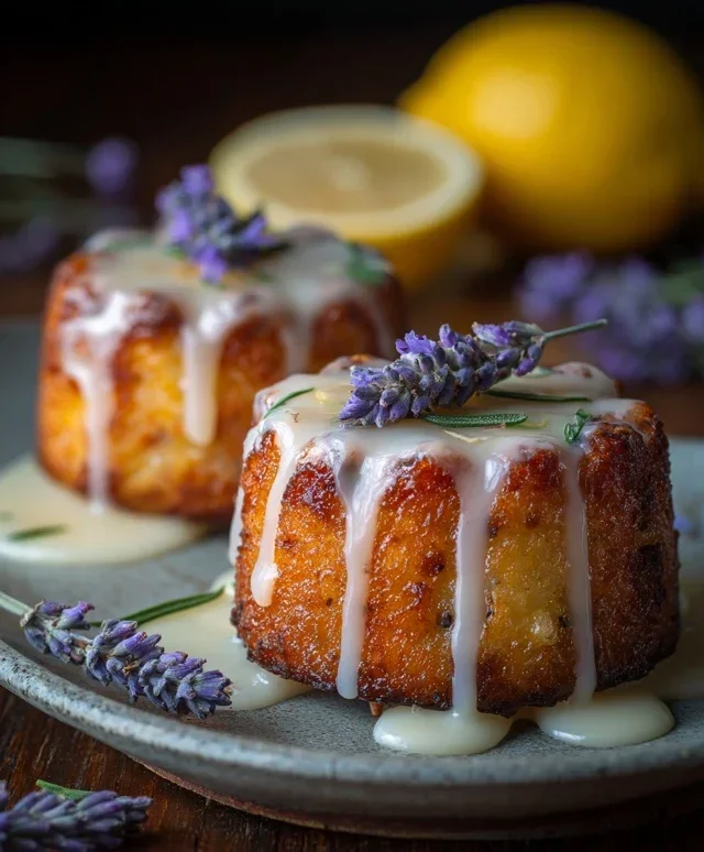 Mini Lemon Cakes With Lavender Glaze