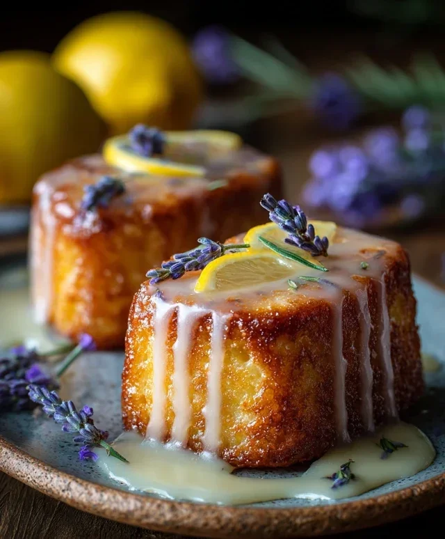 Mini Lemon Cakes With Lavender Glaze