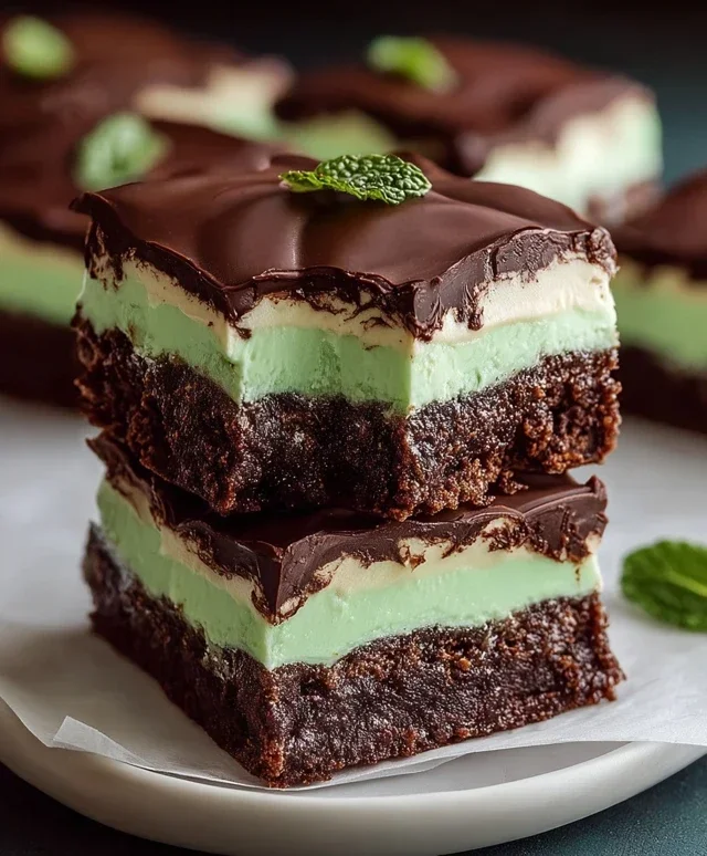 Triple-layer chocolate mint squares