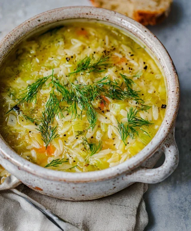 Orzo Leek and Dill Soup