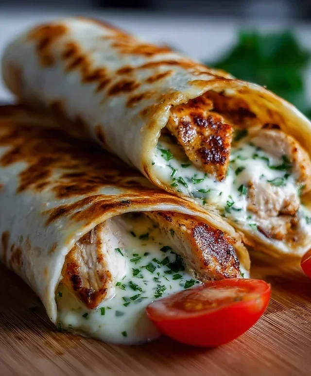 Low Carb Cheesy Garlic Chicken Wraps