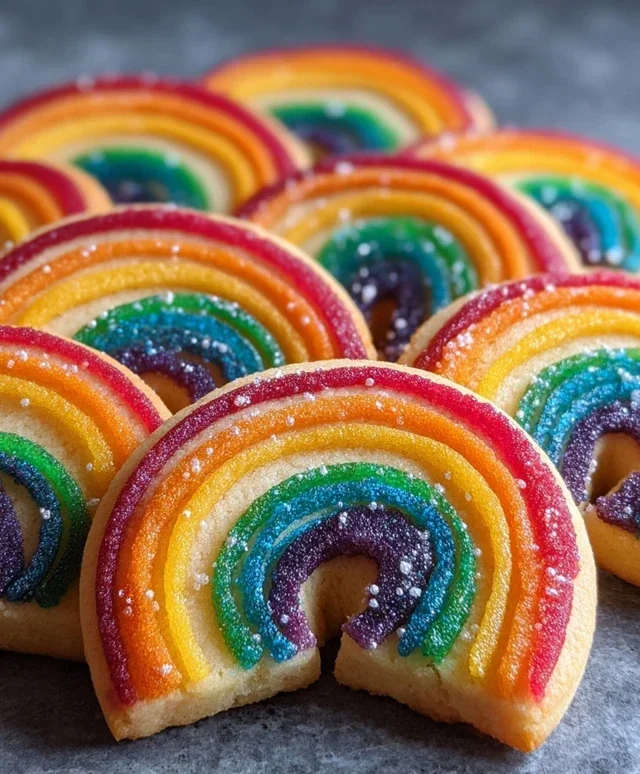 Piped Rainbow Shortbread Cookies