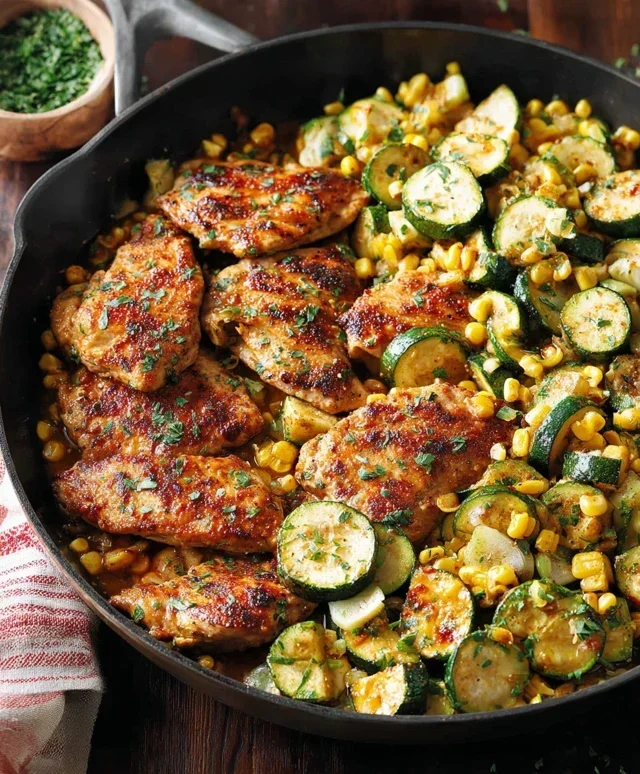 Garlic Butter Chicken with Zucchini and Corn - One-Pan, 30-Minute Meal