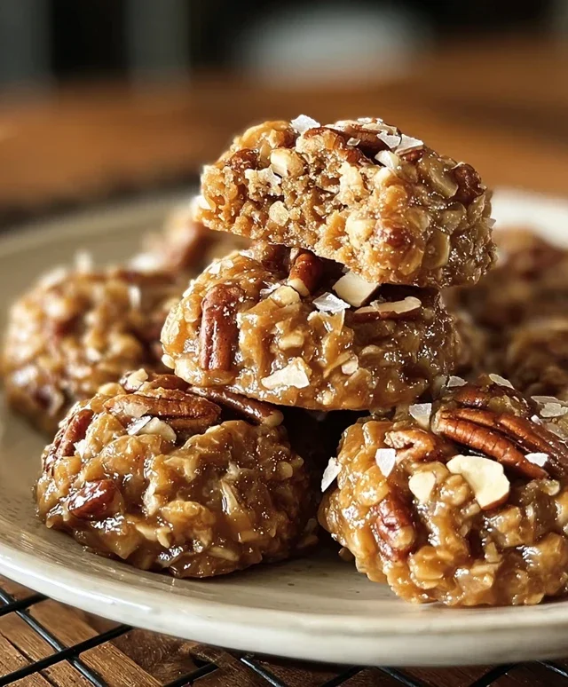 No Bake Pecan Coconut Praline Cookies