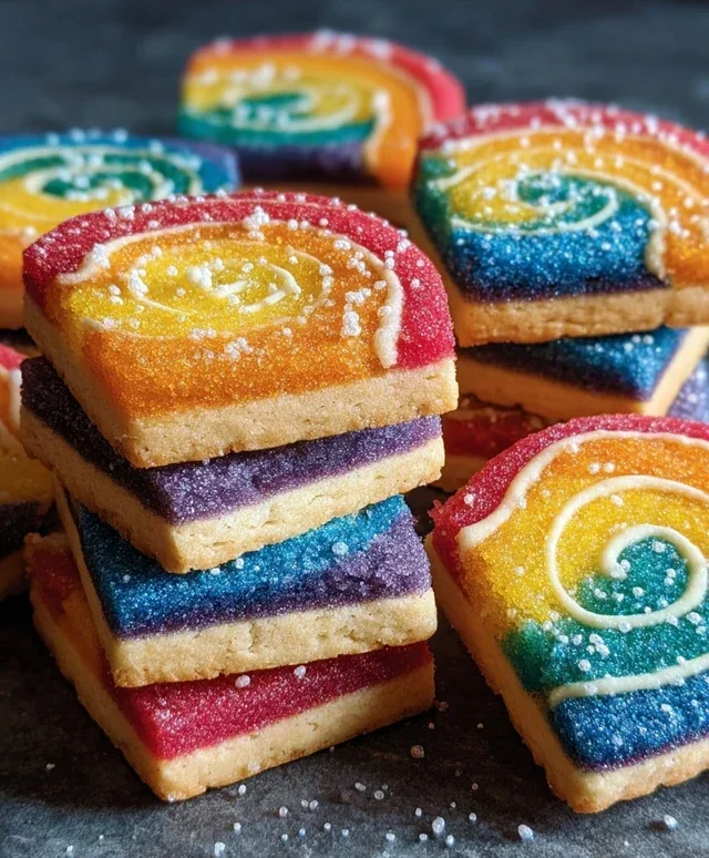 Piped Rainbow Shortbread Cookies