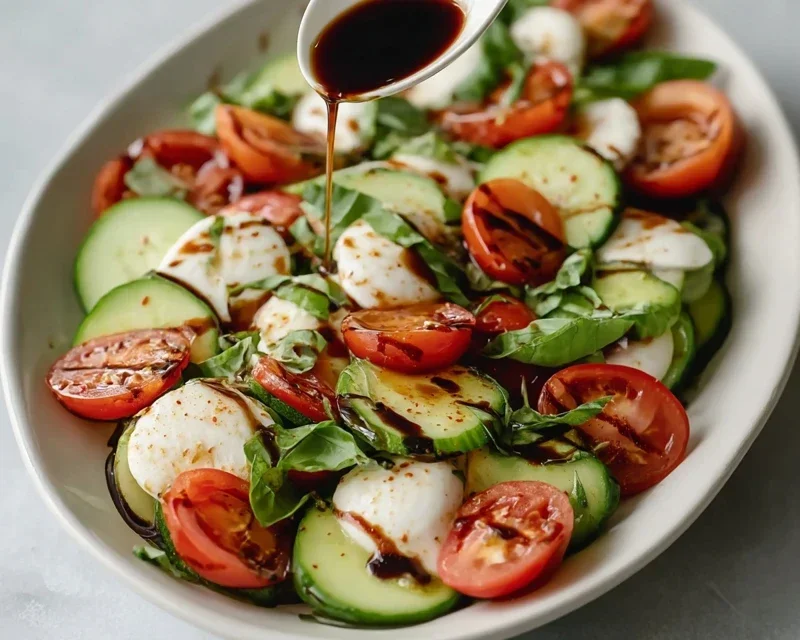 Fresh Cucumber Caprese Salad