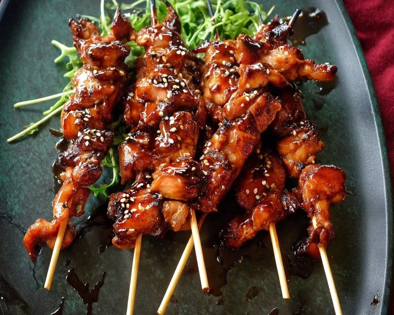 Sticky Bourbon Extract Extract Chicken Skewers