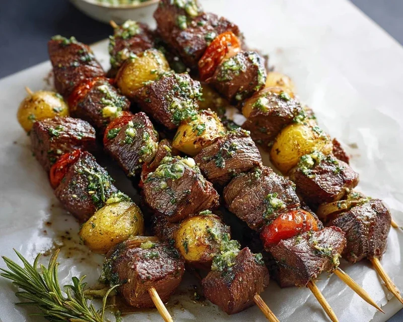 Rosemary Garlic Steak Kebabs
