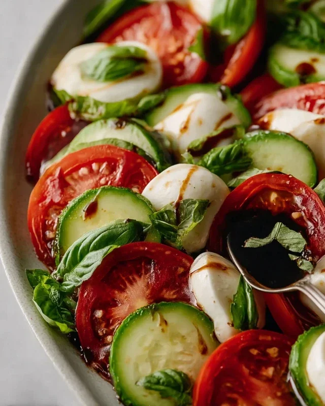 Fresh Cucumber Caprese Salad