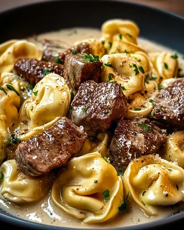 Cracked Garlic Steak Tortellini in Creamhouse Sauce Bliss