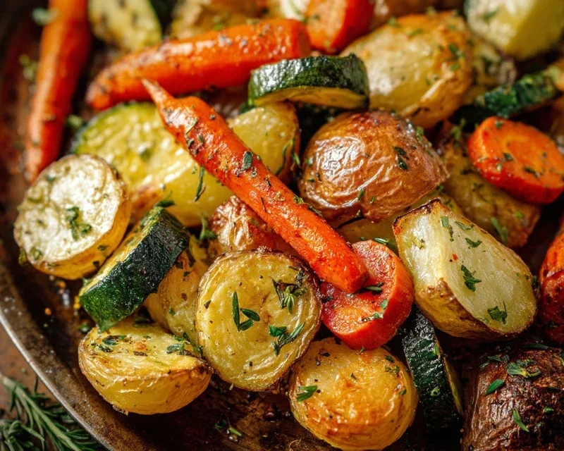Garlic Herb Roasted Potatoes Carrots and Zucchini