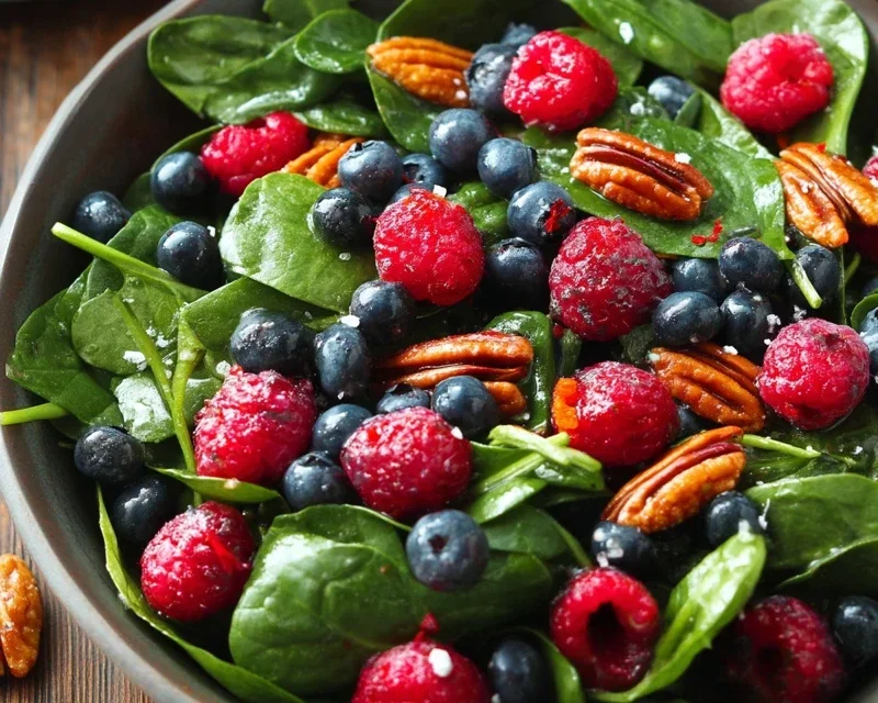Berry Spinach Salad with Blueberries and Raspberries
