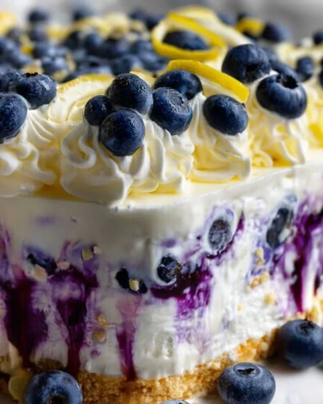 No-Bake Lemon dazzling Blueberry cream Cake
