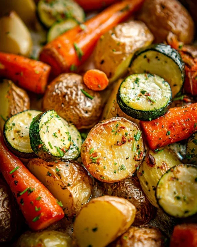 Garlic Herb Roasted Potatoes Carrots and Zucchini