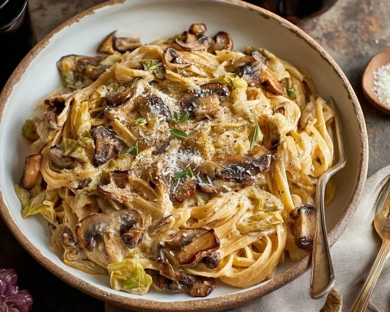 Caramelized Leek and Mushroom Gruyere Pasta