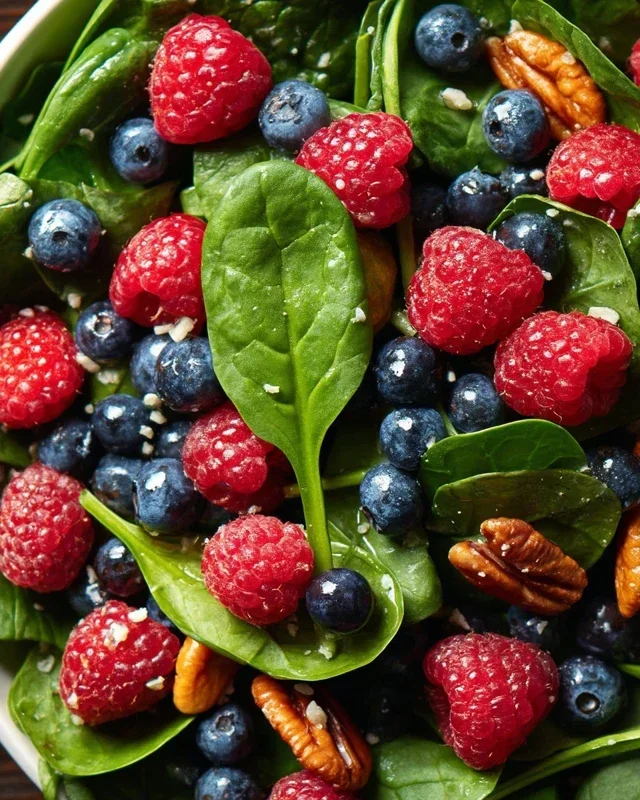 Berry Spinach Salad with Blueberries and Raspberries
