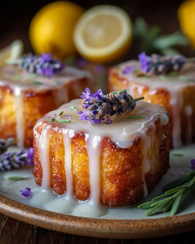 Mini Lemon Cakes With Lavender Glaze
