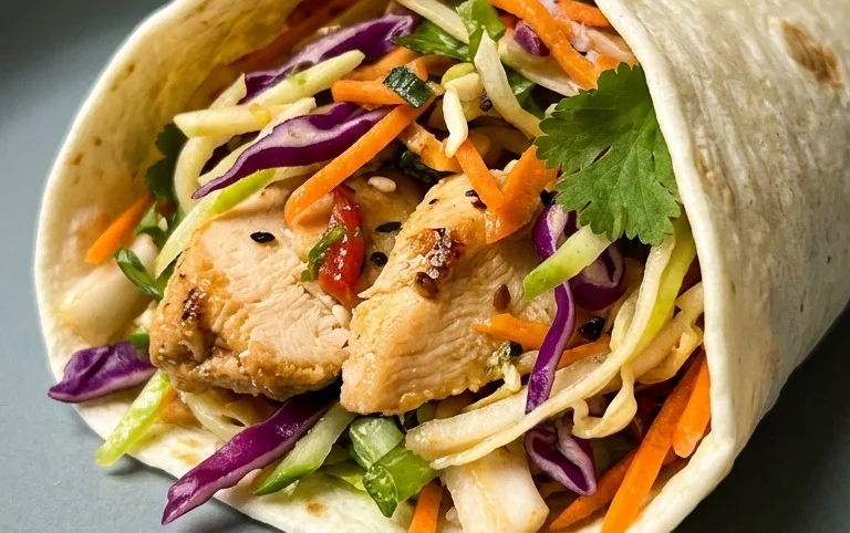 Thai Chicken Wrap with Crunchy Asian Slaw