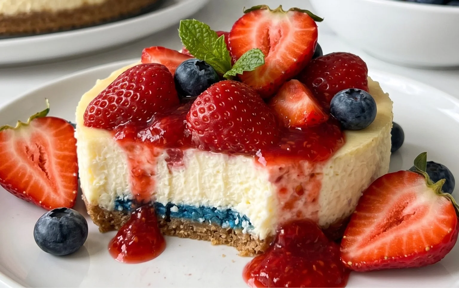 Red, White, and Blue Cheesecake Strawberries
