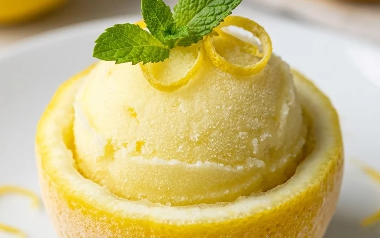 Sorbetto di Limone Dressed Up in a Frozen Lemon Shell