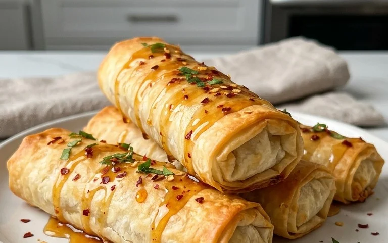 Indulgent Oven Fried Feta Rolls with Chili Honey Magic