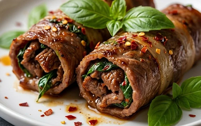 Thai Basil Beef Rolls