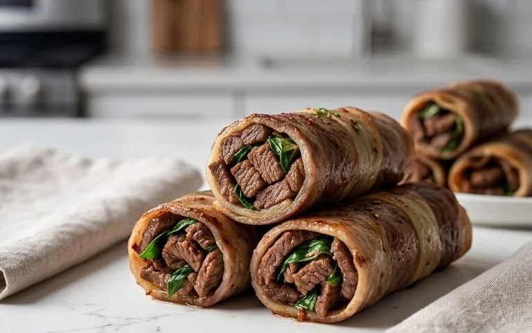 Thai Basil Beef Rolls